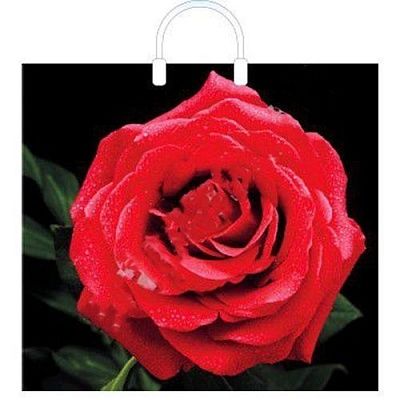 Пакет ПЭ с пластмассовыми ручками 38х34+3см (90) (Красная роза) Глянцевый Артпласт (х10/100)